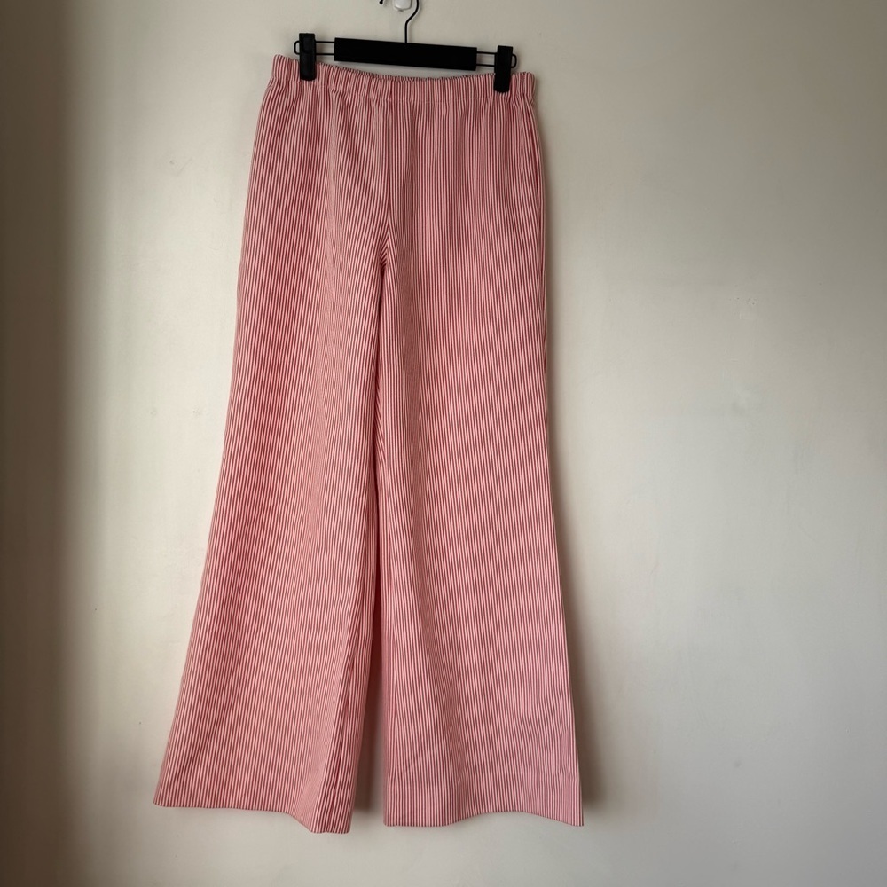 Vintage 70s Red & White Stripe High Waist Straight Leg Pants S/M